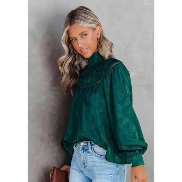 Vici Tops - Vici smocked mock neck blouse size small NWT